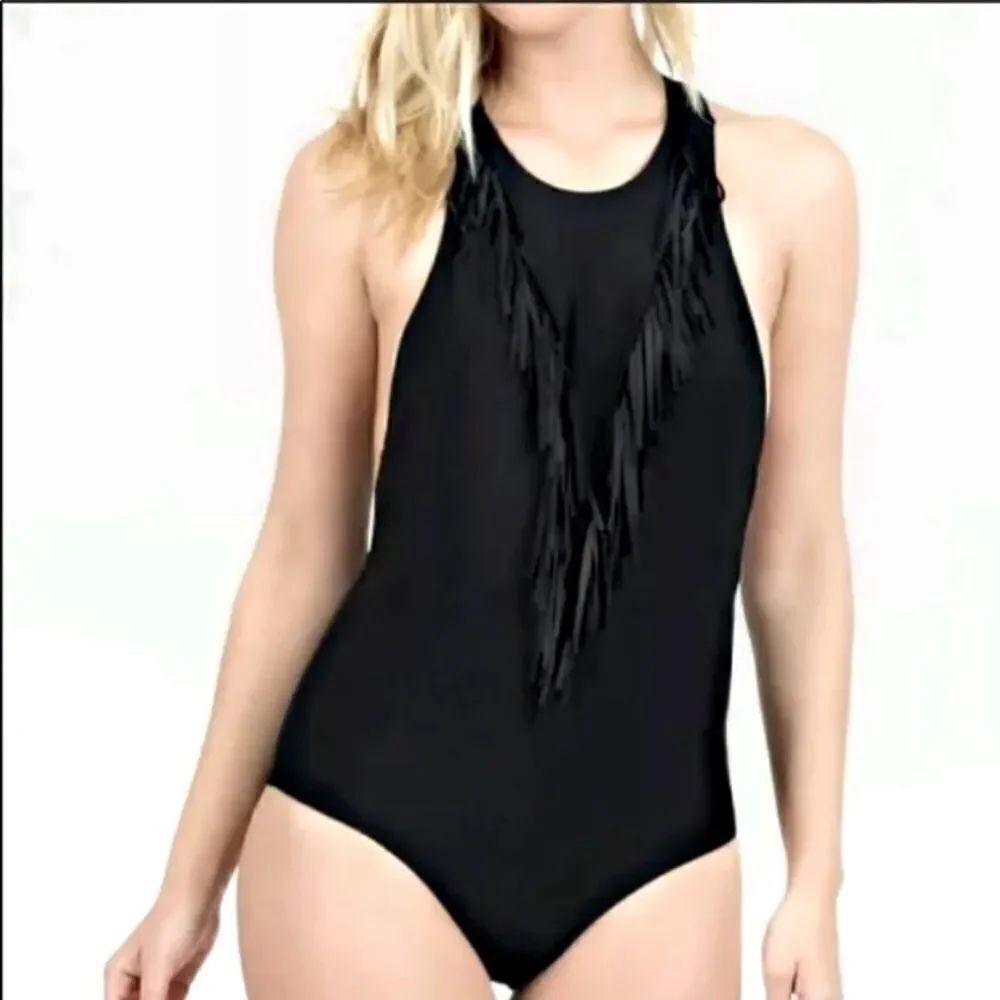 Cleobella fringe black one piece